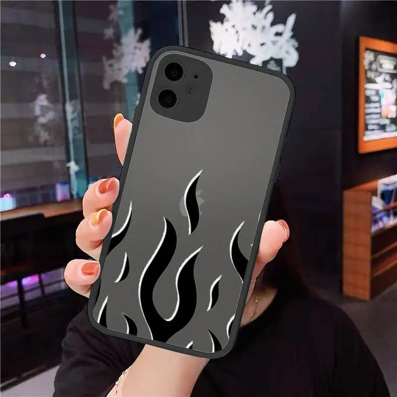 

Fashion Red Flames Fitted Phone Cases Matte Transparent for iPhone 7 8 11 12 s mini pro X XS XR MAX Plus cover funda