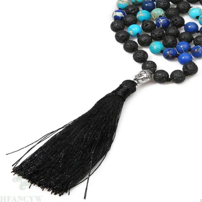 8 мм вулканическая императорская яшма 108 бусин Mala Ожерелье энергетический класс