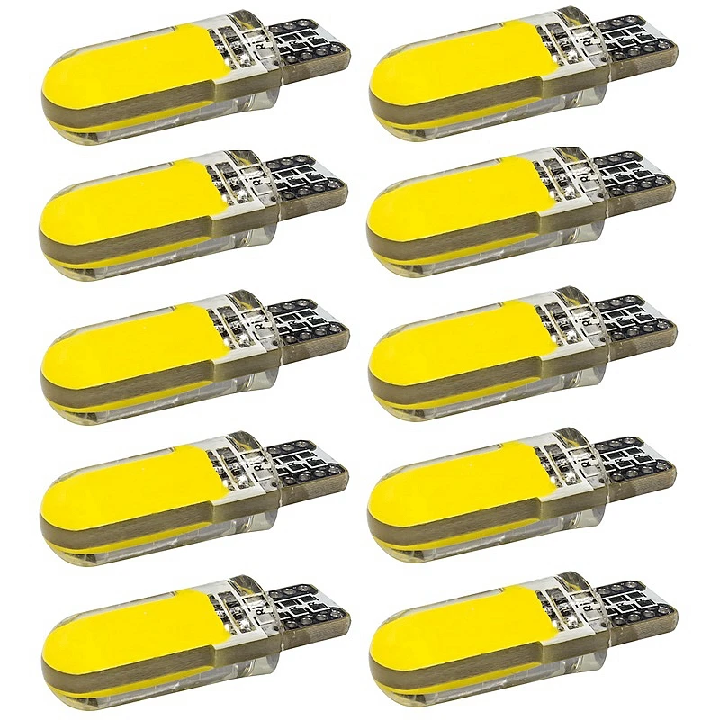 

10PCS T10 W5W LED Car Interior Light COB Silicone Auto Signal Lamp 12V 194 501 Side Wedge Parking Bulb For Lada Car Styling 10X