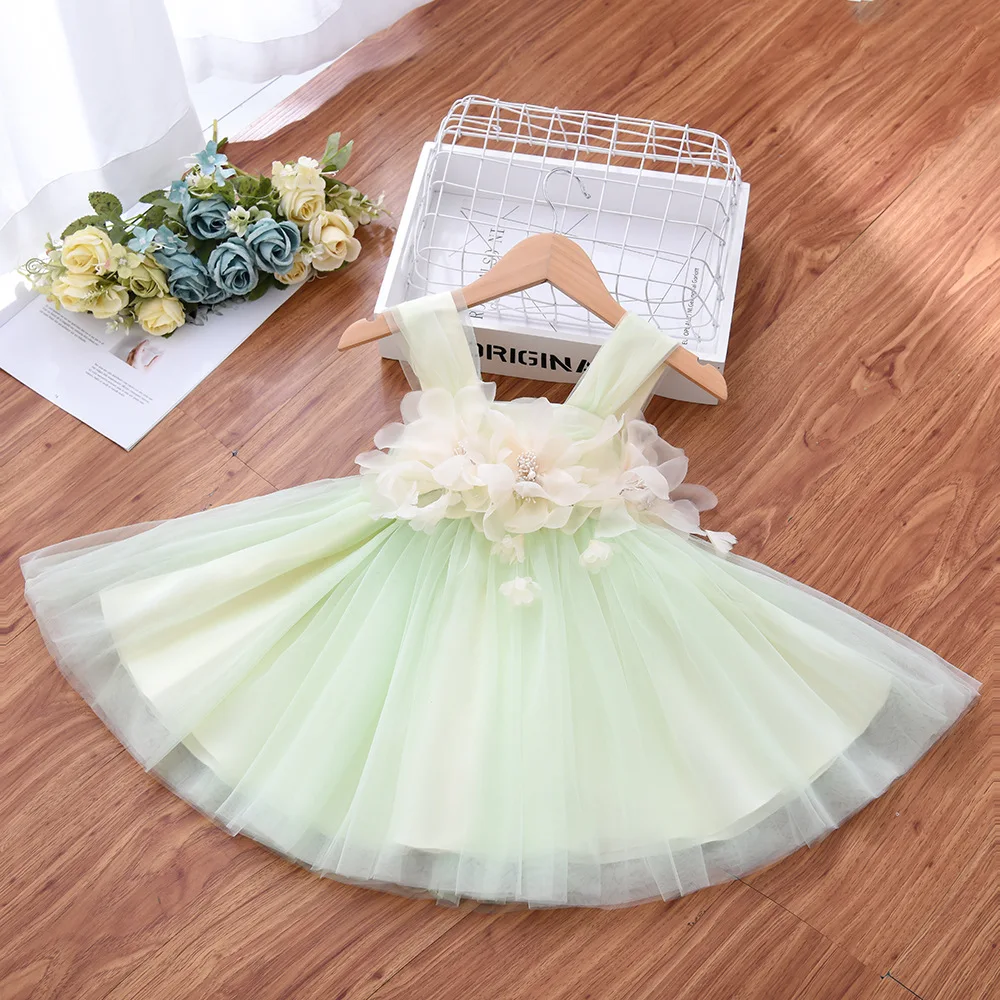 

Toddler Baby Girl Dress Newborn Baptism Opening Ceremony Clothing Designer Kids Clothing Flowers Sweet Little Girl Dress