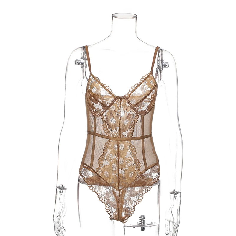 

Floral Lace Bodysuit Women Patchwork Mesh Bodysuit 2021 Ladies Summer Skinny Sexy Teddy Bodysuit Body Femme