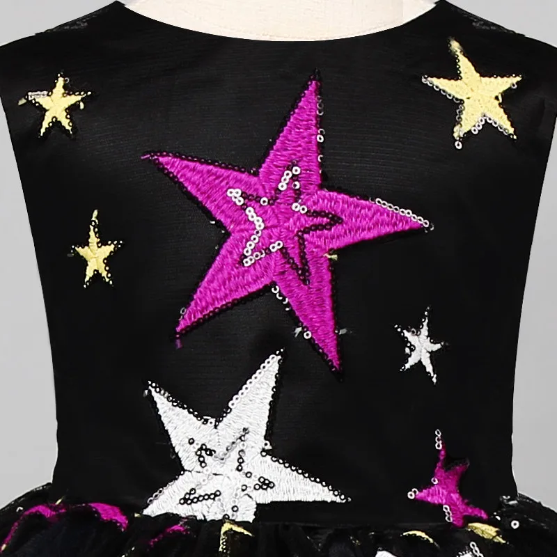 Baby Girls Dress For Formal Party Dresses Kids Princess Christmas Ball Bling Stars White Black Children Clothing 10T | Детская одежда и