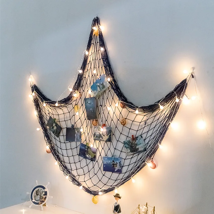 1 м x 2 фоторамки для подвешивания декоративная морская сеть с морскими ракушками