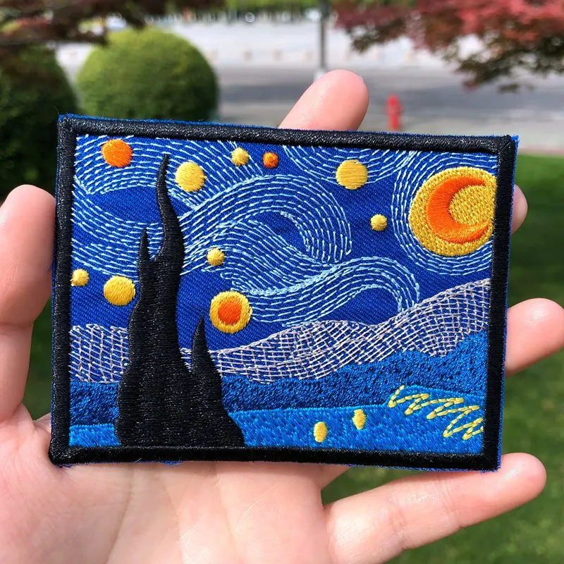 Prajna Van Gogh железные нашивки для одежды вышивка в полоску одежда мультяшное сердце