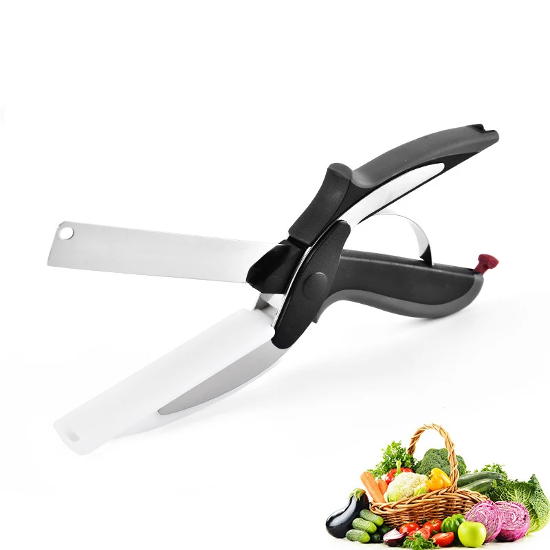 2 в 1 измельчитель для еды нож из нержавеющей стали ножницы овощерезка резак