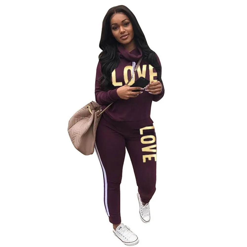 

Lugentolo Sweatsuit Women Autumn Fashion New Personalized Casual Suit Letter Printing Pile Collar Long Sleeve Elastic Waist Sets