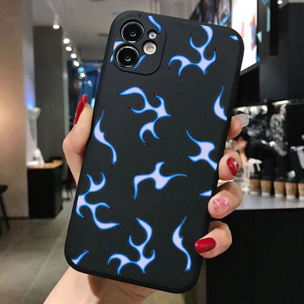 

PUNQZY Purple Pink Flames Pattern TPU Apple Phone Case For IPhone 12 11 Pro MAX XS 6 7 8 Plus X XR SE20 Fire Pattern Matte Cover