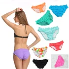 Женские однотонные брюки-бикини KOENVE, высокоэластичные купальники с оборками