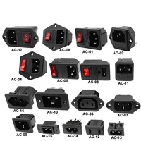 iec320 c14 power socket 3 input pins led 250v rocker switch 10a male connector 2 pin female mounting socket