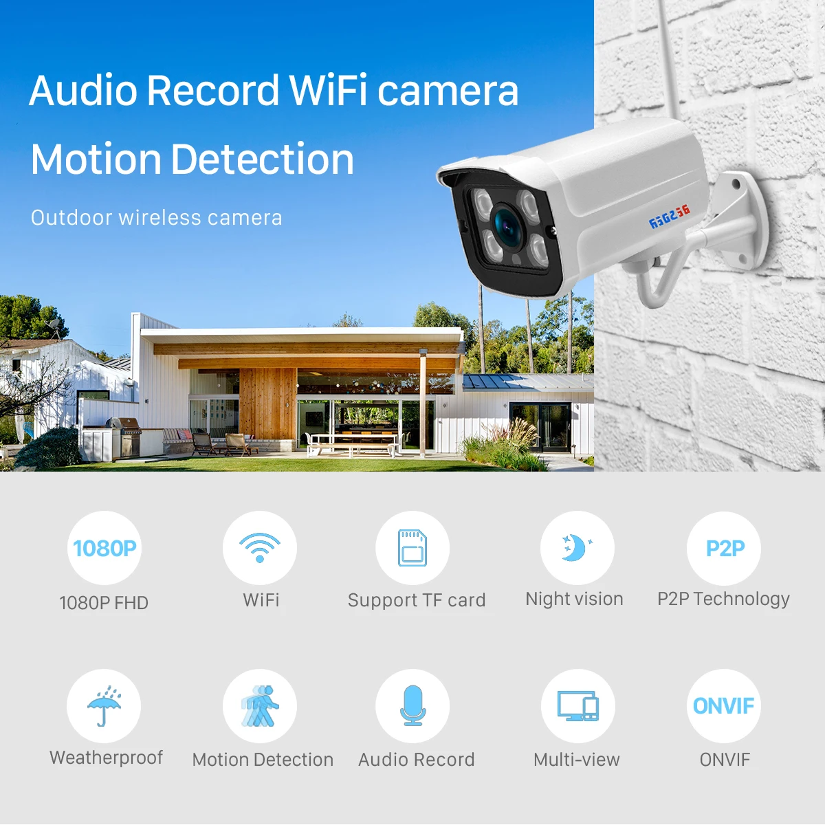 BESDER 1080P IP камера Wifi 2MP Аудио Электронная почта оповещение беспроводной CCTV видеонаблюдение ИК Ночное Видение ONVIF видеокамера охранной системы TF карта