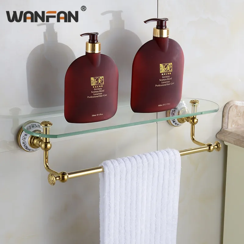 Аксессуары для ванной комнаты коллекционная античная стеклянная полка из латуни