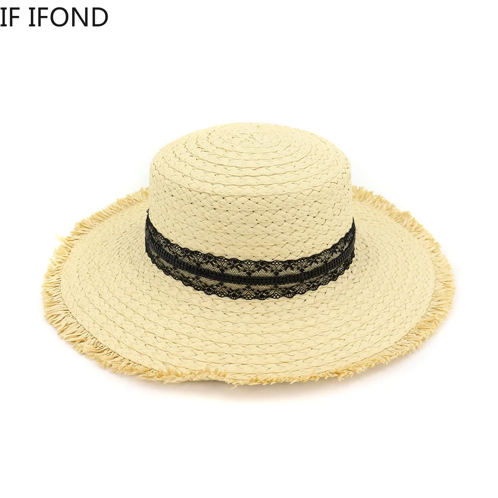 European and American Retro Braided Hat Female Loose Sunscreen Sunshade Flat Cap Fashion Chapeau Paille Lady Sun Hats | Аксессуары для