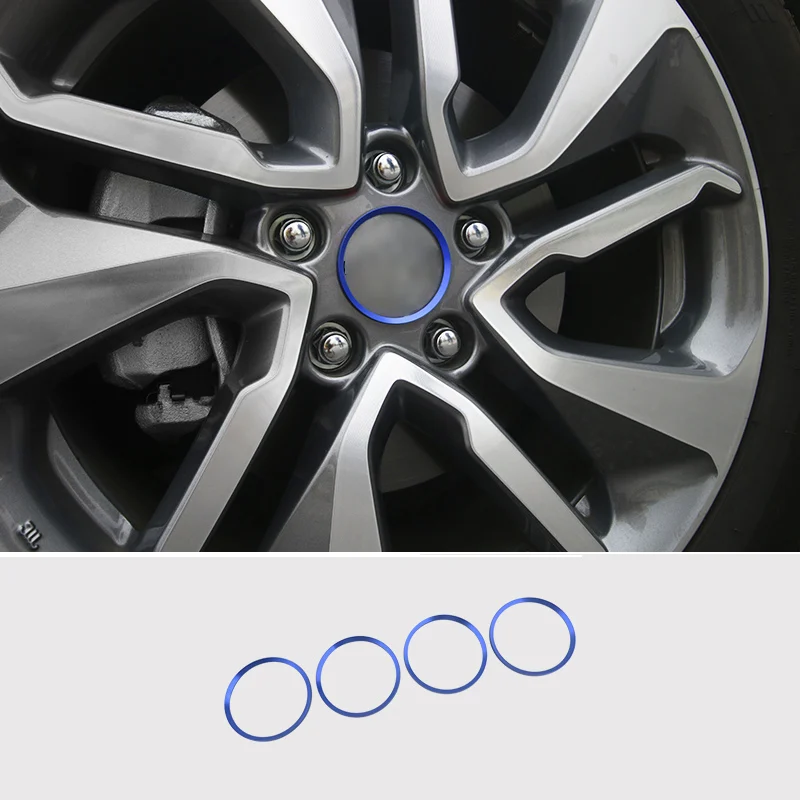 Blue Алюминиевое колесо автомобиля центр обода эмблема отделка кольцо крышка наклейка для Honda Accord 10th аксессуары - Цвет: Blue