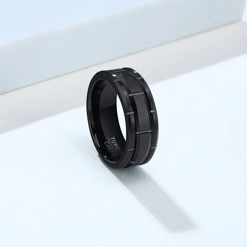 Классическое мужское обручальное кольцо LETAPI 8 мм из карбида вольфрама черного цвета с матовой