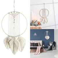 bohemian hand woven macrame tapestry lace dreamcatcher tassel white craft mandala wall hanging ornament gift home decoration