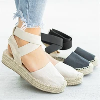 woven sandals womens fashion casual strappy thick bottom platform closed toe shoes leisure fisherma big size ankle strap