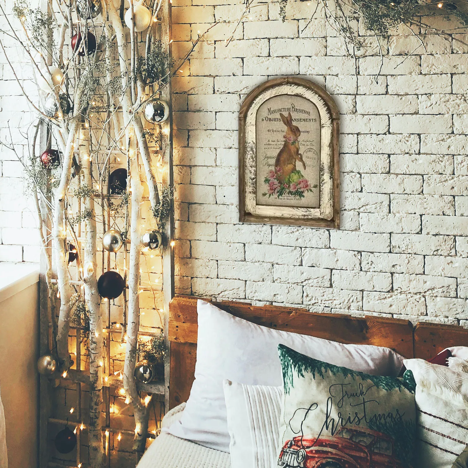 Настенная Фреска с деревянной дверью в стиле ретро зайчик водонепроницаемое