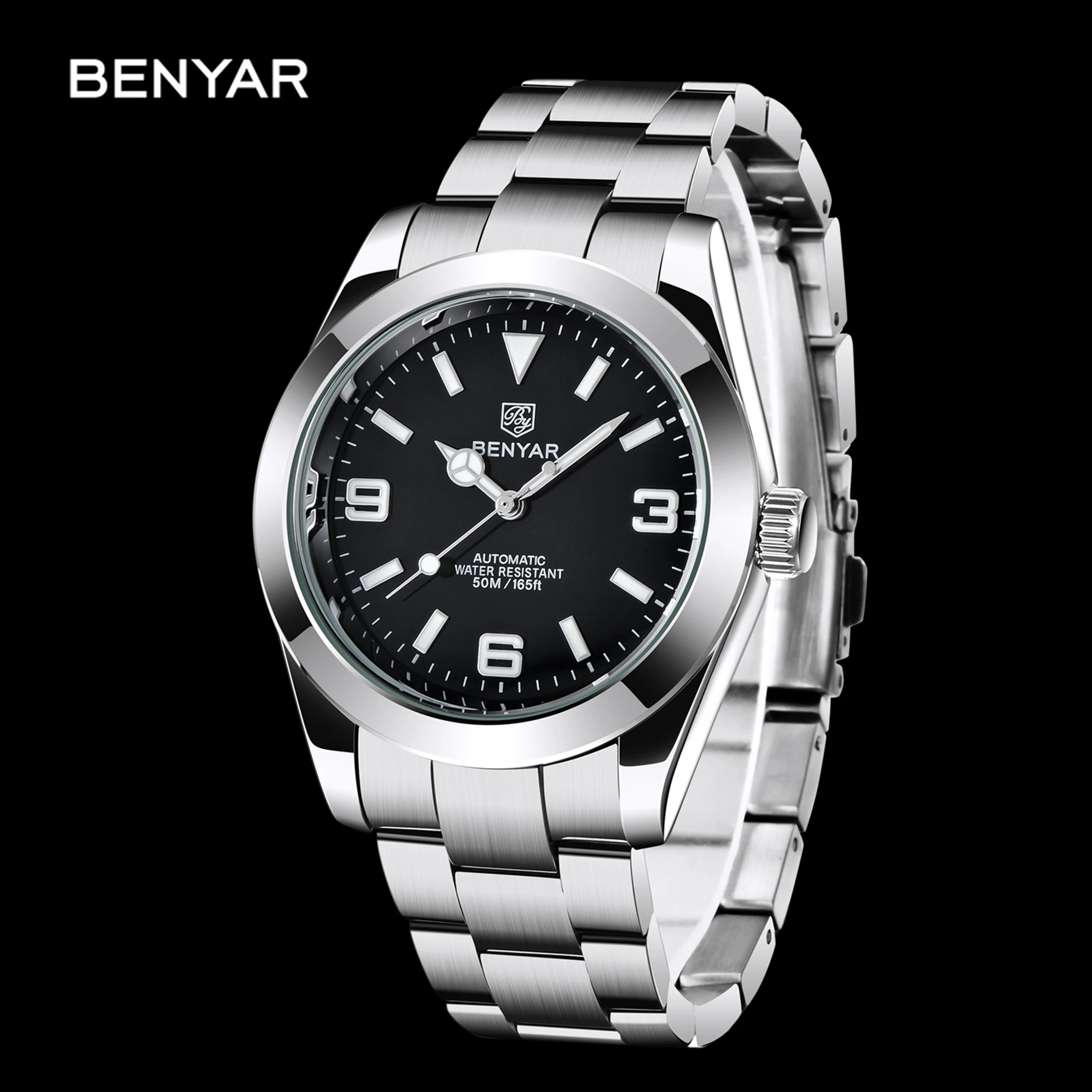 BENYAR Fashion Men's Mechanical Watches Top Brand Luxury Automatic Watch Men Sport Waterproof Stainless Steel Clock reloj hombre