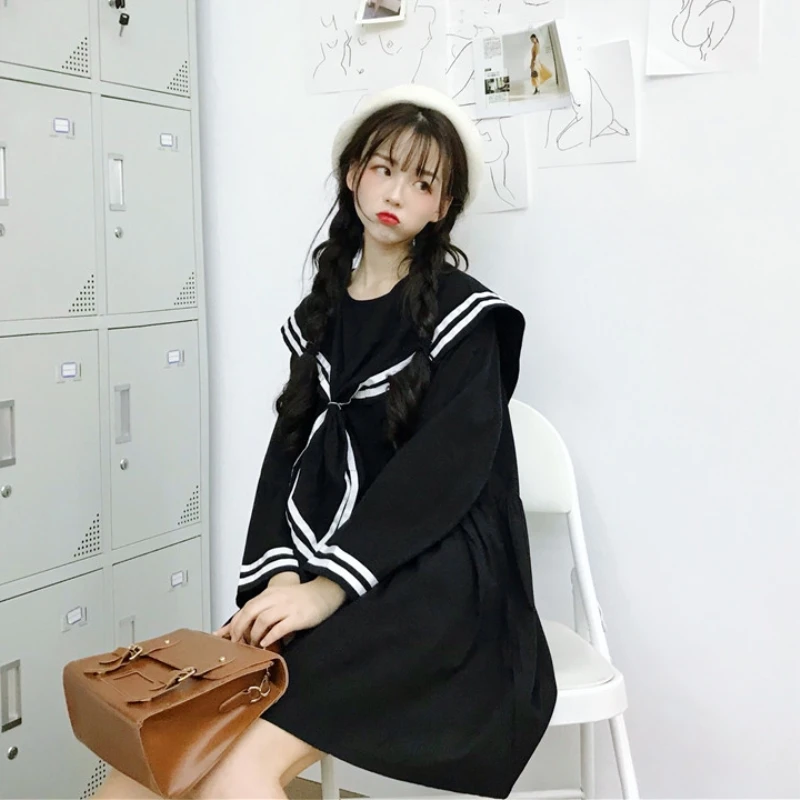 Матросская юбка японские в студенческом стиле с матросским воротником большого