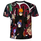 Симпатичная детская футболка Nruto, забавная летняя футболка Какаси с изображением лица, Саске боли, Гаара для маленьких мальчиков и девочек в стиле Харадзюку, Детская мультяшная одежда