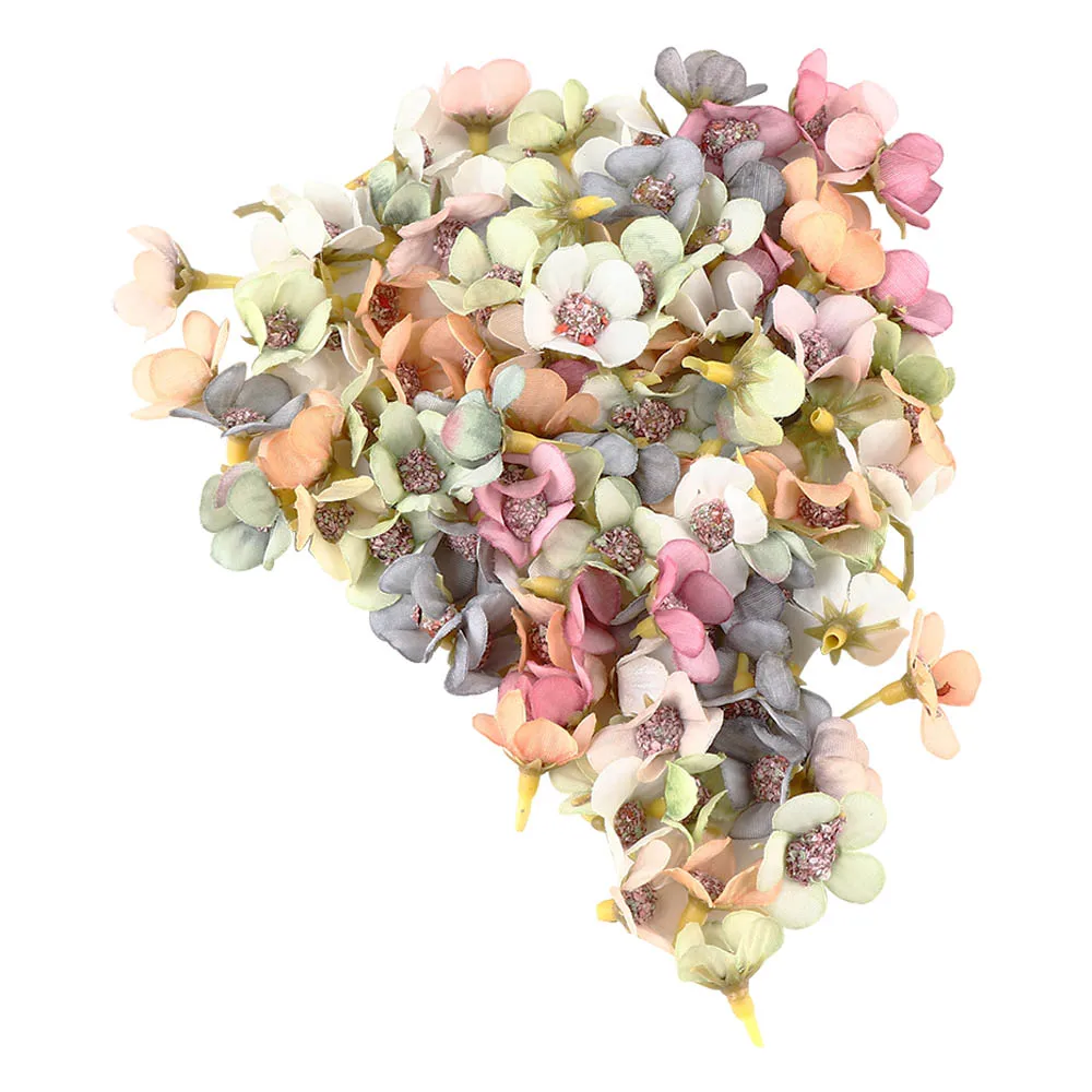 100 Pcs 2 cm Multicolor Daisy Flower Heads Mini Silk Artificial Flowers for Scrapbooking Home Wedding Decoration