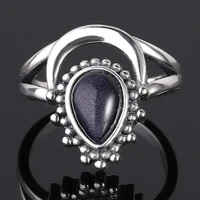 simple fashion blue heart shaped zircon love ring wedding anniversary ring size 6 10