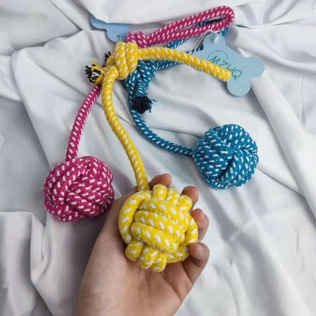 MZHQ Interactive Dog Training Bite-Resistant Toy Ball Soft Cotton Rope Woven Pet Labrador Molar Dogs Gift Toys | Дом и сад