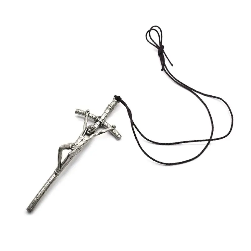 Church Relics Wall Cross Crucifix Jesus Christ on the Stand Antique Home Chapel Decoration Necklace Jewelry