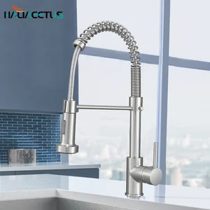 Пружинные смесители для кухни мультипликатора, выдвижной хромированный кран для горячей и холодной воды, латунный кран для кухни