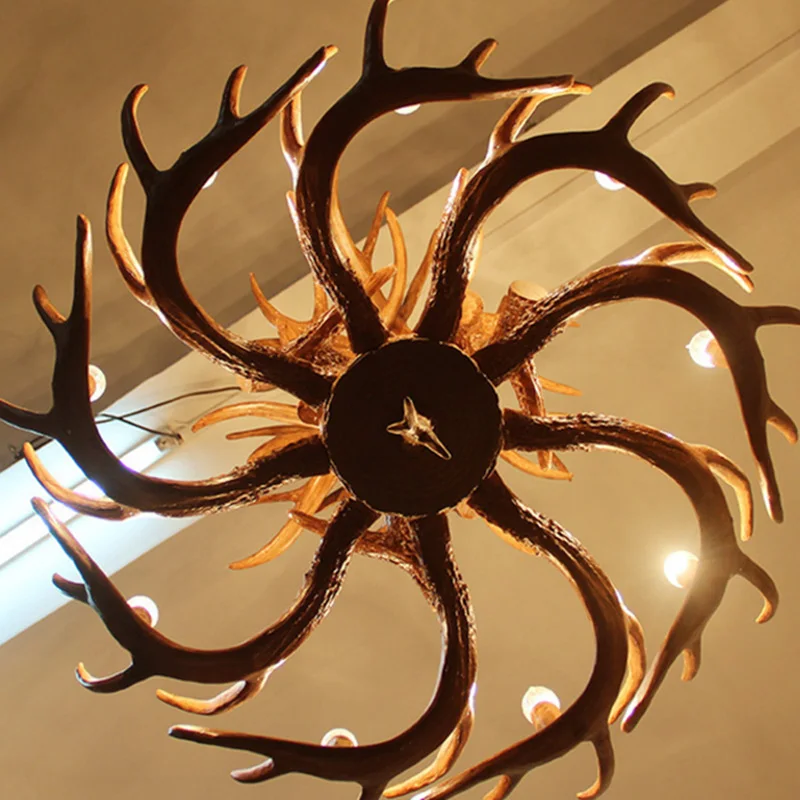 retro brown white resin antler chandelier lighting 469 arms e14 luxury vintage chandeliers for house lighting fixtures free global shipping