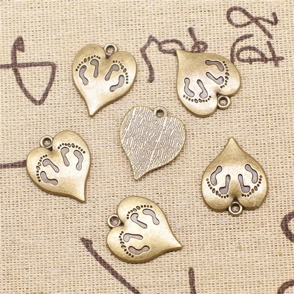 

Diy Jewelry Accessories Parts 5pcs 21x17mm Antique Bronze Color Foot Peach Heart Charms