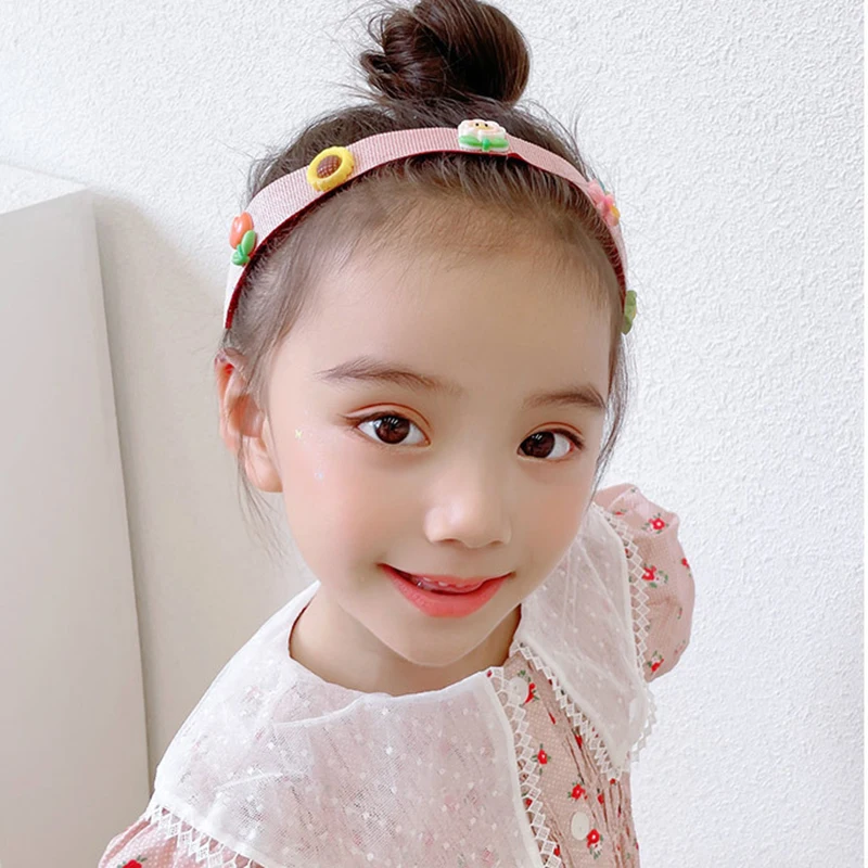 

Cute Cartoon Flower Fruit Bangs Stick Velcro Hairbands Baby Girls Lovely Easy Soft Headbands Kids Hair Accessories