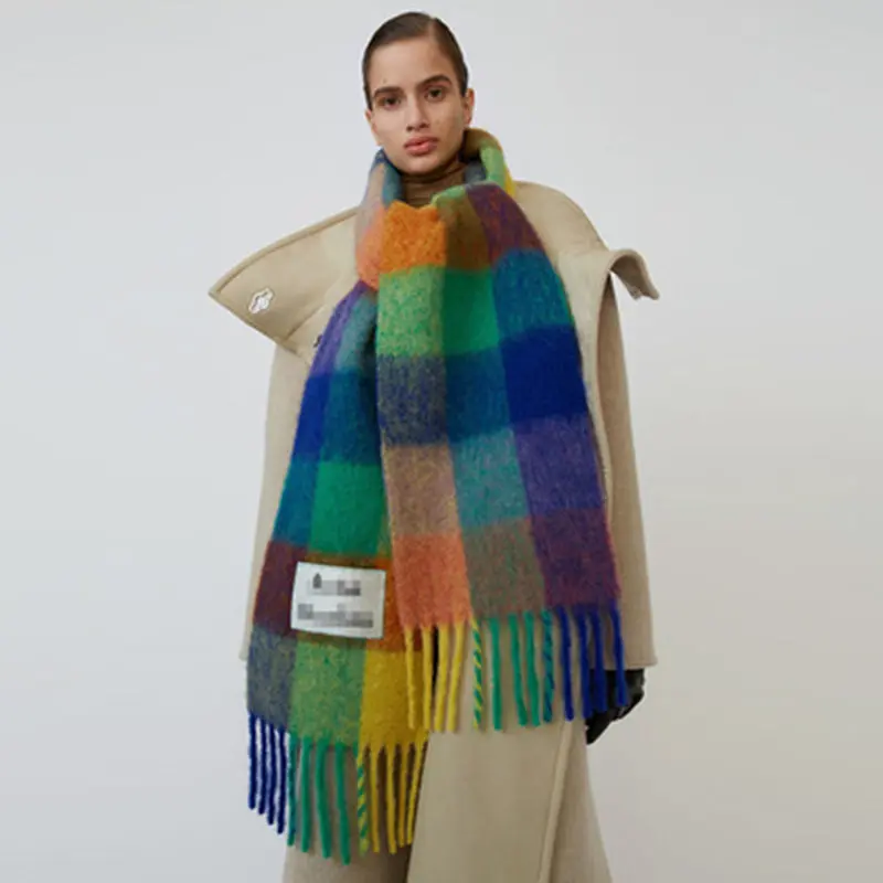 

Новый 2021 AC зимние шарфы для женщин платки теплый обертывания леди пашмины Чистый плед кашемир шарф шеи повязка на голову хиджаб палантин A-5