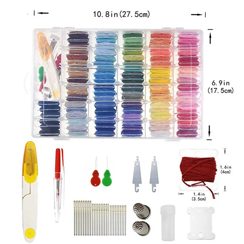 Набор ниток для вышивки крестом 96 цветов швейные иглы аксессуары коробка