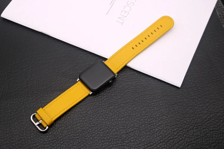 Кожаный ремешок для apple watch 38 мм 42 мм iwatch 4 ремешок 44 мм 40 мм Lychee классический браслет ремешок для apple watch 4 3 2 1