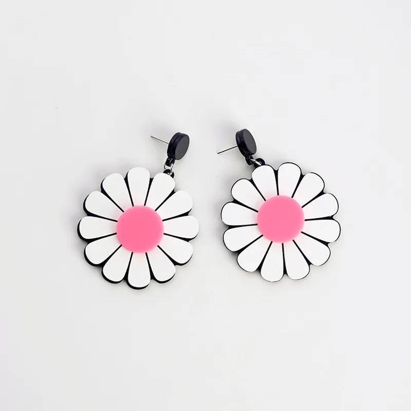 Trendy Korea Girl Earrings Daisy Flowers Exaggeration Sunflower Drop for Fashion Women Jewelry Accessories | Украшения и