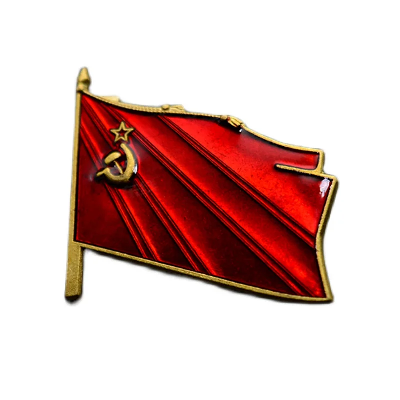 Советский Союз CCCP Флаг Латунная Униформа Значок СССР Красная Звезда Серп Топор