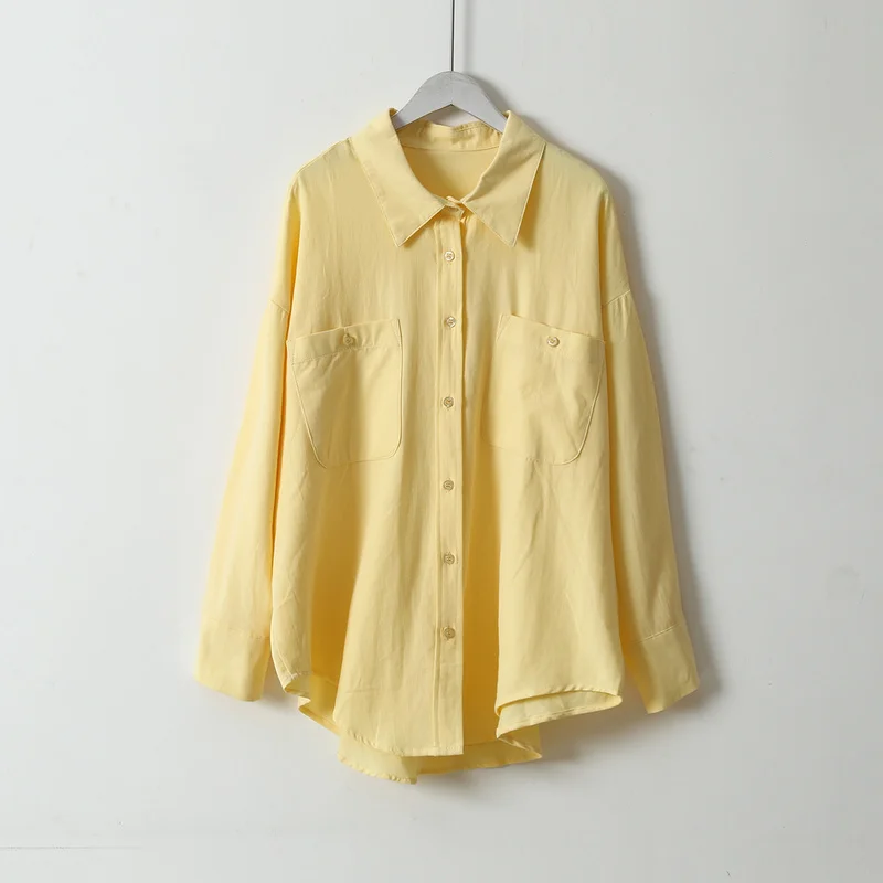 Базовые белые рубашки для женщин Весна Осень 2020 отложной воротник двойные
