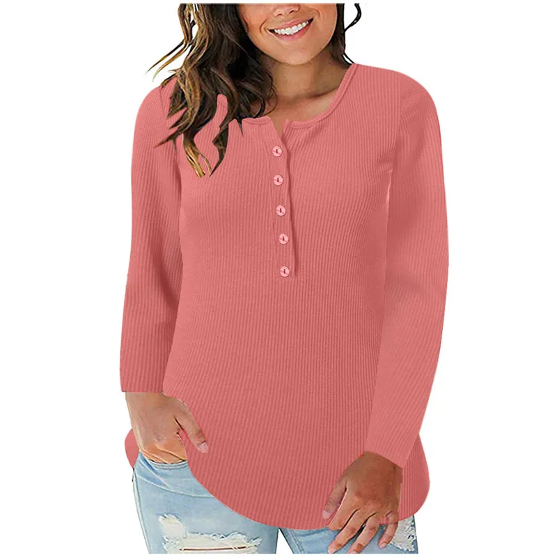 Womens V Neck Winter Sweater Long Sleeve Solid Button Down Basic Tops Tees Plus Size Pullovers Sweter Damski | Женская одежда