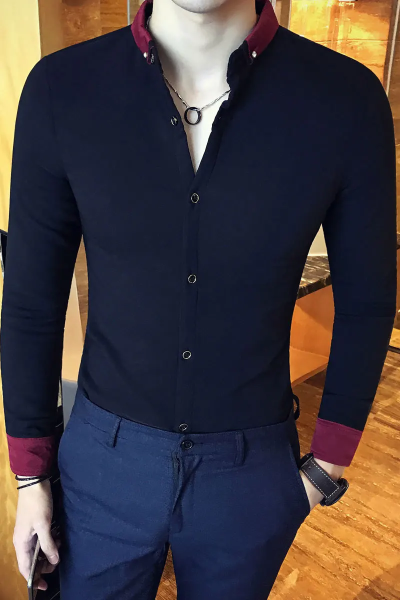 

Young slim sleeved shirt, 2017 men's long sleeved shirt, shirt