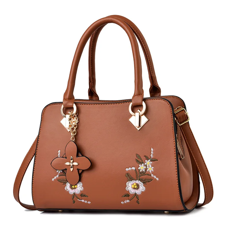 Сумка NEWPOSS женская с вышивкой вечерняя сумочка на плечо из лакированной кожи саквояж кросс боди цветочным