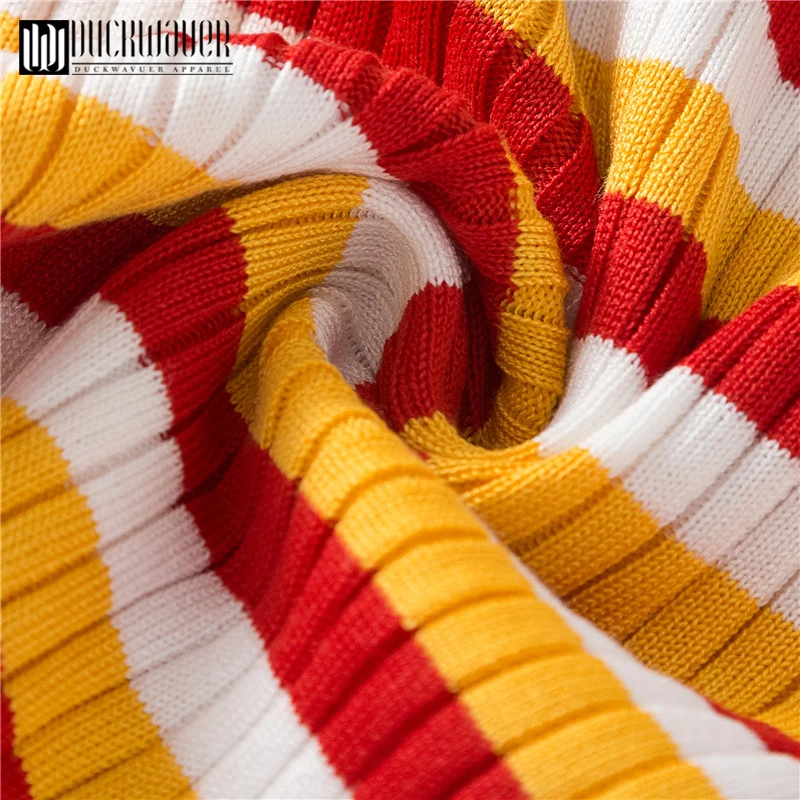 Женский вязаный свитер Duckwaver Радужный Повседневный пуловер с длинным рукавом и