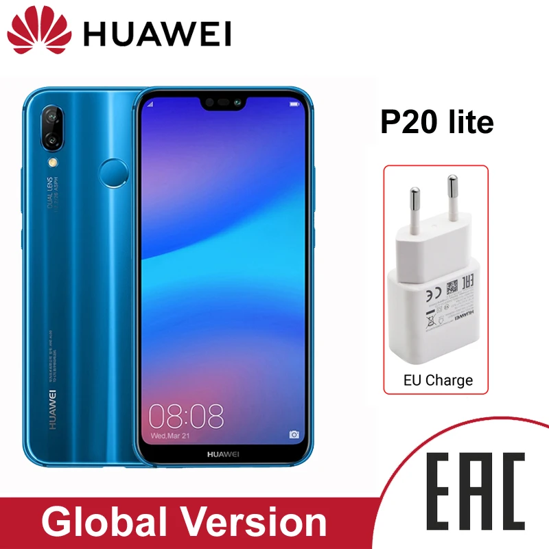 HUAWEI P20 Lite смартфон 4 Гб 64 NFC Русская версия телефон 5 84 дюймов AI камера 3000 мАч