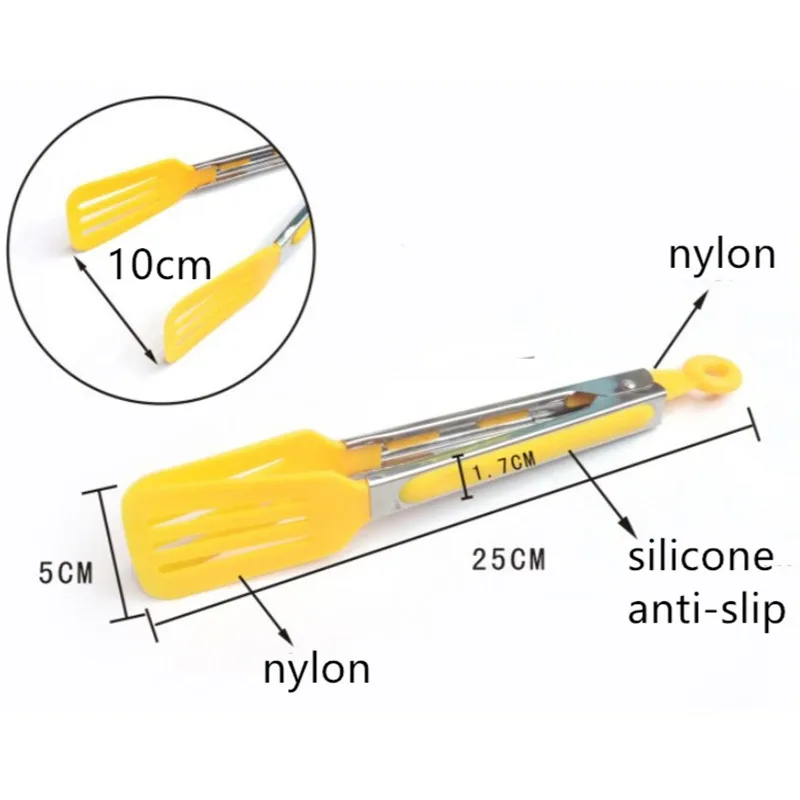 

Food Tong Stainless Steel Kitchen Tongs Silicone Non-slip Cooking Clip Clamp BBQ Salad Tools Grill Kitchen Accessories