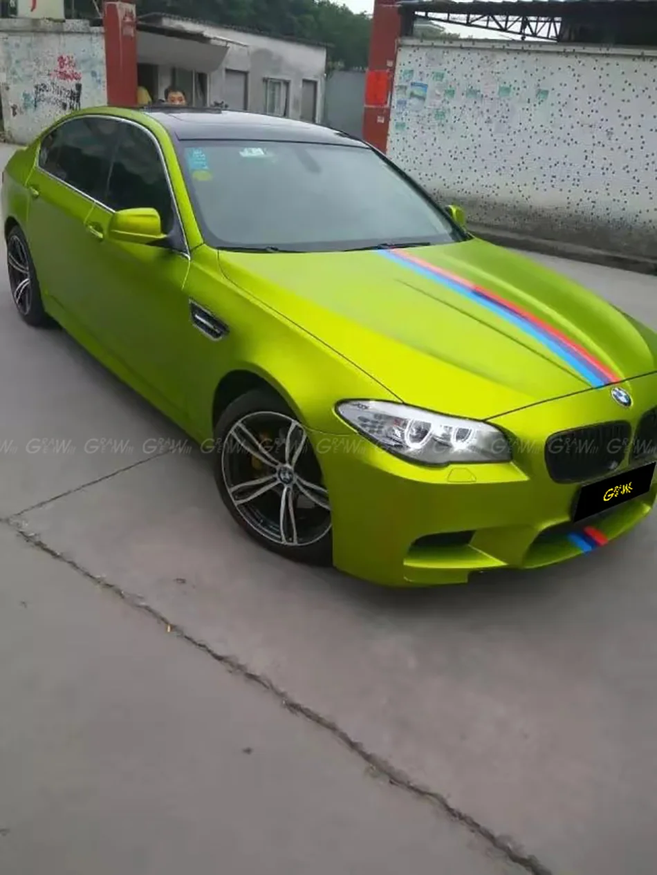 Желтая матовая Хромовая виниловая пленка с воздушным пузырьком автомобильная