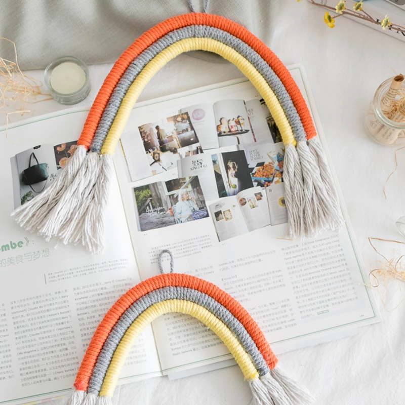 Радужный Плетеный крючок орнамент настенная стойка настенный домашний декор