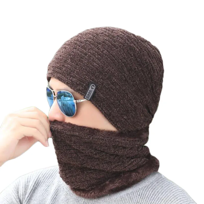 Зимние шапки для мужчин и женщин вязаные шапочки Кепка Gorras капот в Риге бархатная черная Повседневная шапка мужские уличные чулки для лыжников шапки - Цвет: coffee