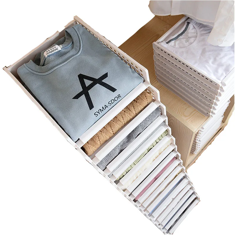 

New style folding rack for drawer type plastic box extra large multi-layer packing case wardrobe artifact an item 3PCS