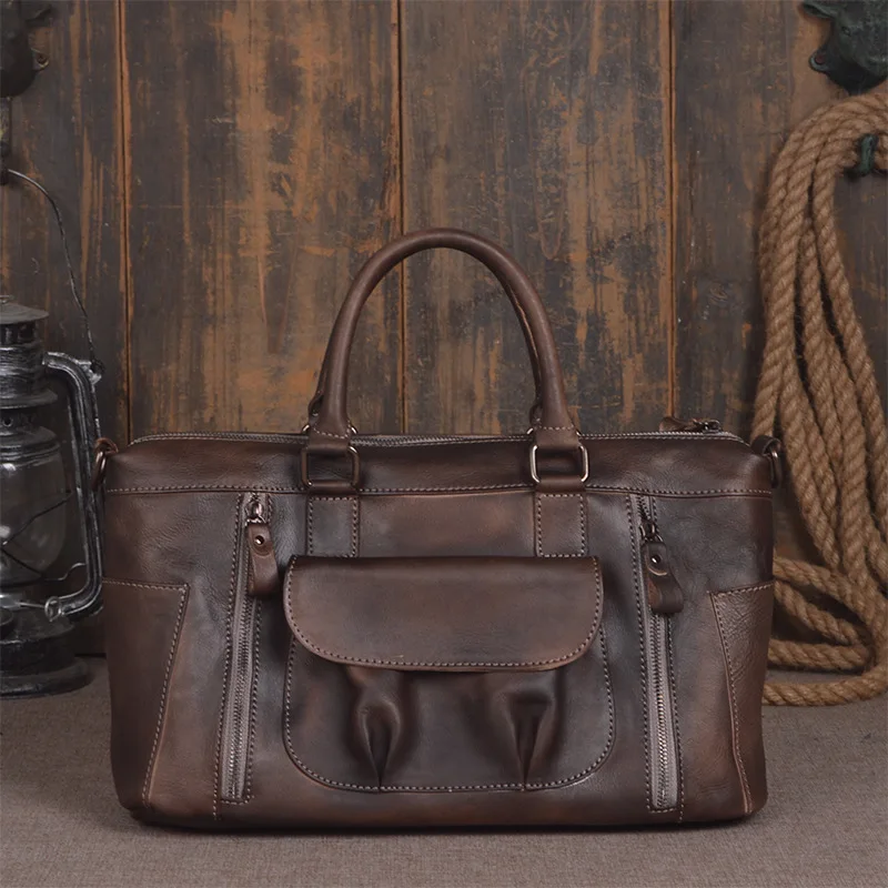 

New 2019 Brand Genuine Leather Vintage Briefcase Messenger Bags Laptop Large Capacity Shoulder Bag Big Handbag Soft Leather