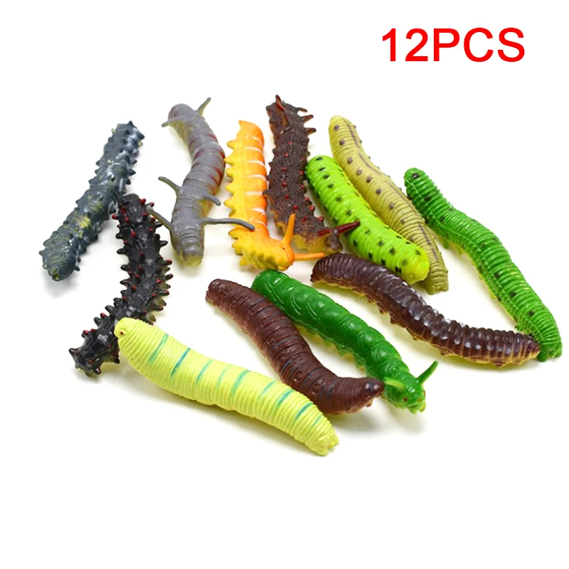 

12 шт./лот моделирование Caterpillar поддельные червь ко насекомых животных пластиковые игрушки забавная игрушка, новое поступление